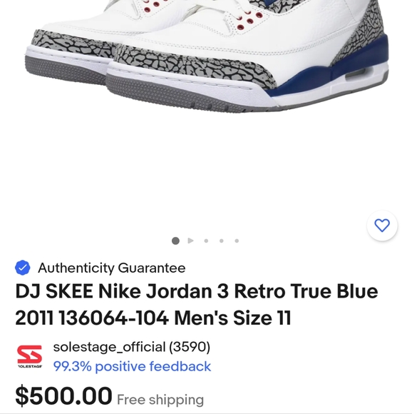 💯🛠️Air Jordan 3 Retro "True Blue" O.G.🛠️💯 - Picture 11 of 15